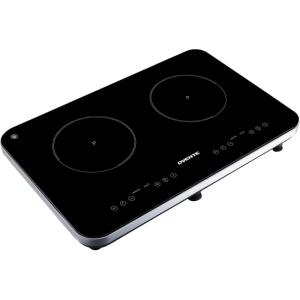 imageOVENTE Electric Induction Double Burner 1800W Portable Cooktop with 71 Inch Ceramic Hot Plate 8 Temperature Settings 5 Timer Levels LED Digital Display Panel ampamp Auto ShutOff Function Black BG61B