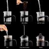 imageOvente French Press Coffee Tea and Espresso Maker Heat Resistant Borosilicate Glass with 4 Filter StainlessSteel System BPAFree Portable Pitcher Perfect for Hot ampamp Cold Brew 34oz Black FPT34BBlack