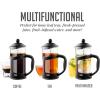imageOvente French Press Coffee Tea and Espresso Maker Heat Resistant Borosilicate Glass with 4 Filter StainlessSteel System BPAFree Portable Pitcher Perfect for Hot ampamp Cold Brew 34oz Black FPT34BBlack