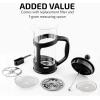 imageOvente French Press Coffee Tea and Espresso Maker Heat Resistant Borosilicate Glass with 4 Filter StainlessSteel System BPAFree Portable Pitcher Perfect for Hot ampamp Cold Brew 34oz Black FPT34BBlack