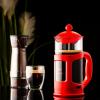 imageOvente French Press Coffee Tea and Espresso Maker Heat Resistant Borosilicate Glass with 4 Filter StainlessSteel System BPAFree Portable Pitcher Perfect for Hot ampamp Cold Brew 34oz Black FPT34BFPT  Red