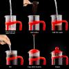 imageOvente French Press Coffee Tea and Espresso Maker Heat Resistant Borosilicate Glass with 4 Filter StainlessSteel System BPAFree Portable Pitcher Perfect for Hot ampamp Cold Brew 34oz Black FPT34BFPT  Red