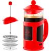 imageOvente French Press Coffee Tea and Espresso Maker Heat Resistant Borosilicate Glass with 4 Filter StainlessSteel System BPAFree Portable Pitcher Perfect for Hot ampamp Cold Brew 34oz Black FPT34BFPT  Red