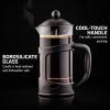 imageOvente French Press Coffee Tea and Espresso Maker Heat Resistant Borosilicate Glass with 4 Filter StainlessSteel System BPAFree Portable Pitcher Perfect for Hot ampamp Cold Brew 34oz Black FPT34BBlack
