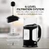 imageOvente French Press Coffee Tea and Espresso Maker Heat Resistant Borosilicate Glass with 4 Filter StainlessSteel System BPAFree Portable Pitcher Perfect for Hot ampamp Cold Brew 34oz Black FPT34BBlack