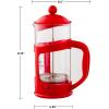 imageOvente French Press Coffee Tea and Espresso Maker Heat Resistant Borosilicate Glass with 4 Filter StainlessSteel System BPAFree Portable Pitcher Perfect for Hot ampamp Cold Brew 34oz Black FPT34BFPT  Red