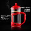 imageOvente French Press Coffee Tea and Espresso Maker Heat Resistant Borosilicate Glass with 4 Filter StainlessSteel System BPAFree Portable Pitcher Perfect for Hot ampamp Cold Brew 34oz Black FPT34BFPT  Red
