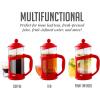 imageOvente French Press Coffee Tea and Espresso Maker Heat Resistant Borosilicate Glass with 4 Filter StainlessSteel System BPAFree Portable Pitcher Perfect for Hot ampamp Cold Brew 34oz Black FPT34BFPT  Red