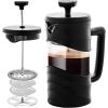 imageOvente French Press Coffee Tea and Espresso Maker Heat Resistant Borosilicate Glass with 4 Filter StainlessSteel System BPAFree Portable Pitcher Perfect for Hot ampamp Cold Brew 34oz Black FPT34BFPW  Black