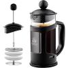 imageOvente French Press Coffee Tea and Espresso Maker Heat Resistant Borosilicate Glass with 4 Filter StainlessSteel System BPAFree Portable Pitcher Perfect for Hot ampamp Cold Brew 34oz Black FPT34BFPT  Black