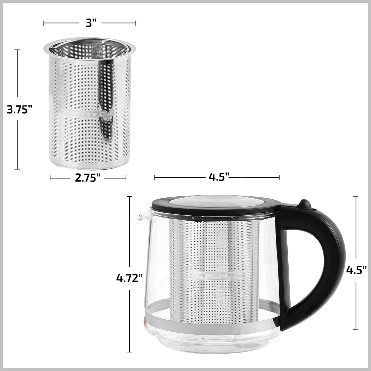 imageOVENTE Glass Electric Kettle Hot Water Boiler 17 Liter ProntoFill Tech w Stainless Steel Filter  1500W BPA Free Cordless Instant Water Heater Kettle for Coffee ampamp Tea Maker  Silver KG612SClear  Teapot