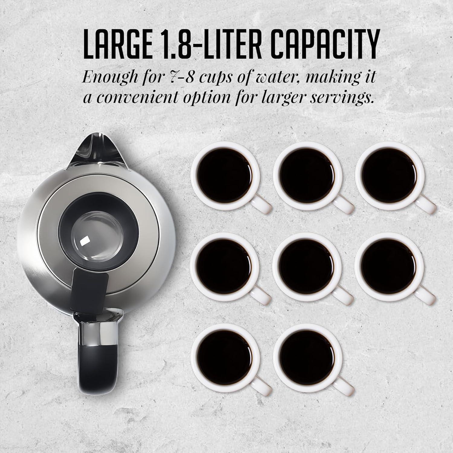 imageOVENTE Glass Electric Kettle Hot Water Boiler 17 Liter ProntoFill Tech w Stainless Steel Filter  1500W BPA Free Cordless Instant Water Heater Kettle for Coffee ampamp Tea Maker  Silver KG612SSilver