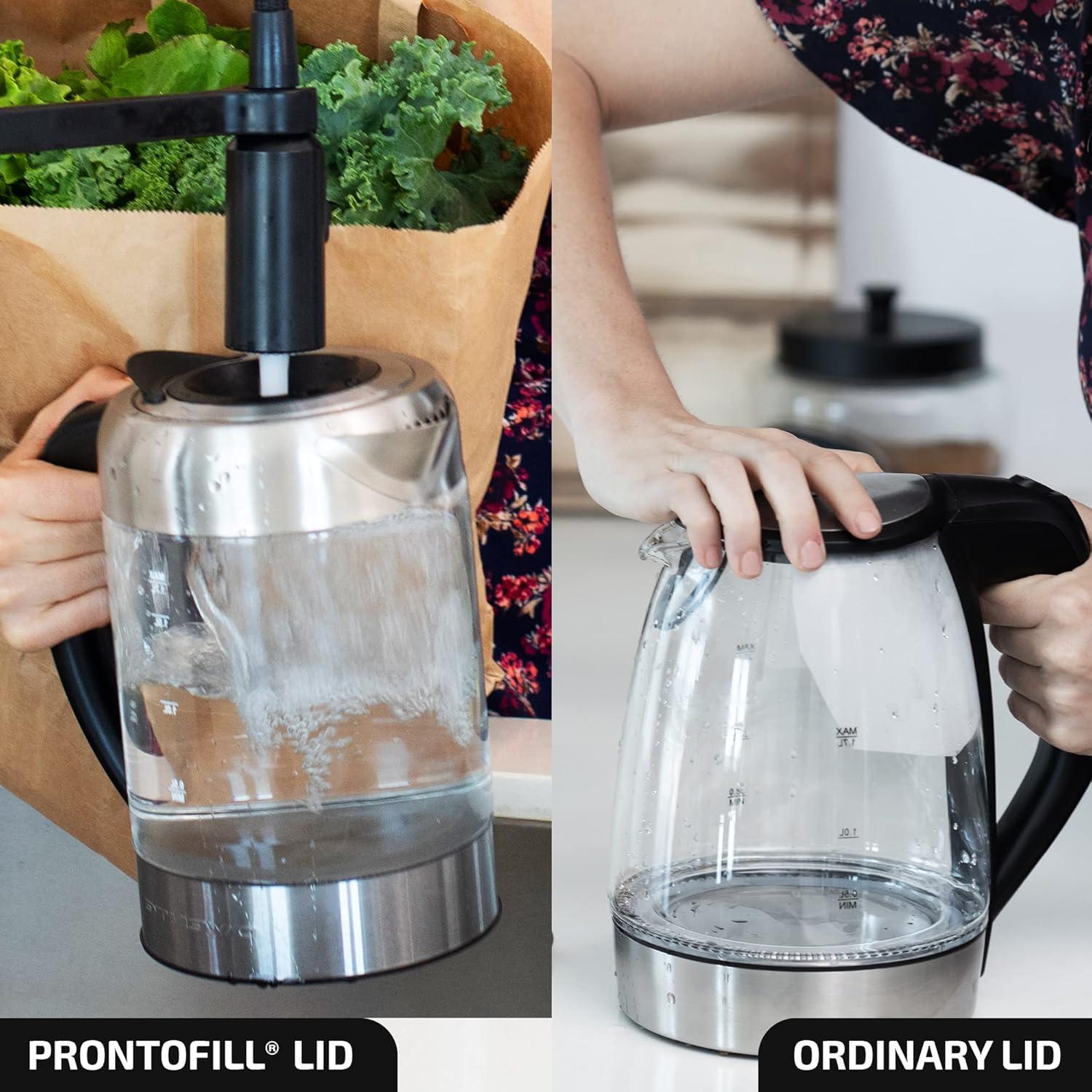 imageOVENTE Glass Electric Kettle Hot Water Boiler 17 Liter ProntoFill Tech w Stainless Steel Filter  1500W BPA Free Cordless Instant Water Heater Kettle for Coffee ampamp Tea Maker  Silver KG612SClear