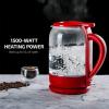 imageOVENTE Electric Glass Kettle 15 Liter 1500W Instant Hot Water Boiler Heater with ProntoFill Tech BoilDry Protection Automatic Shut Off Fast Boiling for Tea ampamp Coffee Black KG516B15L Glass Kettle Red
