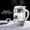 imageOVENTE Electric Glass Kettle 15 Liter 1500W Instant Hot Water Boiler Heater with ProntoFill Tech BoilDry Protection Automatic Shut Off Fast Boiling for Tea ampamp Coffee Black KG516B15L Glass Kettle White