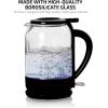 imageOVENTE Electric Glass Kettle 15 Liter 1500W Instant Hot Water Boiler Heater with ProntoFill Tech BoilDry Protection Automatic Shut Off Fast Boiling for Tea ampamp Coffee Black KG516B15L Glass Kettle Black