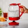 imageOVENTE Electric Glass Kettle 15 Liter 1500W Instant Hot Water Boiler Heater with ProntoFill Tech BoilDry Protection Automatic Shut Off Fast Boiling for Tea ampamp Coffee Black KG516B15L Glass Kettle Red