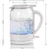 imageOVENTE Electric Glass Kettle 15 Liter 1500W Instant Hot Water Boiler Heater with ProntoFill Tech BoilDry Protection Automatic Shut Off Fast Boiling for Tea ampamp Coffee Black KG516B15L Glass Kettle White
