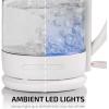 imageOVENTE Electric Glass Kettle 15 Liter 1500W Instant Hot Water Boiler Heater with ProntoFill Tech BoilDry Protection Automatic Shut Off Fast Boiling for Tea ampamp Coffee Black KG516B15L Glass Kettle White