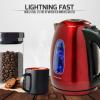 imageOVENTE Electric Kettle Stainless Steel Instant Water Boiler BPA Free 17 Liter 1100 Watts Fast Boiling with Cordless Body and Automatic Shut Off Safe and Perfect for Tea Coffee Milk Red KS96R