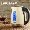 imageOVENTE Electric Kettle Stainless Steel Instant Water Boiler BPA Free 17 Liter 1100 Watts Fast Boiling with Cordless Body and Automatic Shut Off Safe and Perfect for Tea Coffee Milk Beige KS96BG