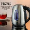 imageOVENTE Electric Kettle Stainless Steel Instant Water Boiler BPA Free 17 Liter 1100 Watts Fast Boiling with Cordless Body and Automatic Shut Off Safe and Perfect for Tea Coffee Milk Silver KS96S
