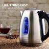 imageOVENTE Electric Kettle Stainless Steel Instant Water Boiler BPA Free 17 Liter 1100 Watts Fast Boiling with Cordless Body and Automatic Shut Off Safe and Perfect for Tea Coffee Milk Silver KS96S