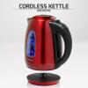 imageOVENTE Electric Kettle Stainless Steel Instant Water Boiler BPA Free 17 Liter 1100 Watts Fast Boiling with Cordless Body and Automatic Shut Off Safe and Perfect for Tea Coffee Milk Red KS96R