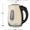 imageOVENTE Electric Kettle Stainless Steel Instant Water Boiler BPA Free 17 Liter 1100 Watts Fast Boiling with Cordless Body and Automatic Shut Off Safe and Perfect for Tea Coffee Milk Beige KS96BG