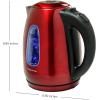 imageOVENTE Electric Kettle Stainless Steel Instant Water Boiler BPA Free 17 Liter 1100 Watts Fast Boiling with Cordless Body and Automatic Shut Off Safe and Perfect for Tea Coffee Milk Red KS96R