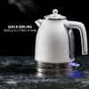 imageOVENTE Electric Kettle Water Boiler Stainless Steel 17 L Automatic ShutOff 1500W Cleo Collection Cool Touch Handle Portable Brew Coffee Maker Tea Heater w Boil Dry Protection Black KS755BWhite Matte