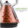 imageOVENTE Electric Kettle Water Boiler Stainless Steel 17 L Automatic ShutOff 1500W Cleo Collection Cool Touch Handle Portable Brew Coffee Maker Tea Heater w Boil Dry Protection Black KS755BCopper