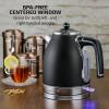 imageOVENTE Electric Kettle Water Boiler Stainless Steel 17 L Automatic ShutOff 1500W Cleo Collection Cool Touch Handle Portable Brew Coffee Maker Tea Heater w Boil Dry Protection Black KS755BBlack Matte