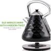 imageOVENTE Electric Kettle Water Boiler Stainless Steel 17 L Automatic ShutOff 1500W Cleo Collection Cool Touch Handle Portable Brew Coffee Maker Tea Heater w Boil Dry Protection Black KS755BBlack