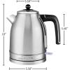 imageOVENTE Electric Kettle Water Boiler Stainless Steel 17 L Automatic ShutOff 1500W Cleo Collection Cool Touch Handle Portable Brew Coffee Maker Tea Heater w Boil Dry Protection Black KS755BSilver Matte