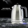 imageOVENTE Electric Kettle Water Boiler Stainless Steel 17 L Automatic ShutOff 1500W Cleo Collection Cool Touch Handle Portable Brew Coffee Maker Tea Heater w Boil Dry Protection Black KS755BSilver Matte
