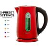 imageOVENTE Electric Tea Kettle Stainless Steel 17 Liter Instant Water Boiler Heater Cordless with Temperature Control Automatic Shut Off and Keep Warm Function for Coffee Milk Chocolate Red KS58RRed