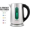 imageOVENTE Electric Tea Kettle Stainless Steel 17 Liter Instant Water Boiler Heater Cordless with Temperature Control Automatic Shut Off and Keep Warm Function for Coffee Milk Chocolate Red KS58RSilver