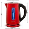 imageOVENTE Electric Tea Kettle Stainless Steel 17 Liter Instant Water Boiler Heater Cordless with Temperature Control Automatic Shut Off and Keep Warm Function for Coffee Milk Chocolate Red KS58RRed