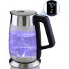 imageOvente Electric Hot Water Glass Kettle 18 Liter with 5 Heat Settings and LED Lights 1100 Watts Fast Heating and Keep Warm Function Perfect for Coffee Tea or Boiling Water Silver KG660S