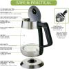 imageOvente Electric Hot Water Glass Kettle 18 Liter with 5 Heat Settings and LED Lights 1100 Watts Fast Heating and Keep Warm Function Perfect for Coffee Tea or Boiling Water Silver KG660S