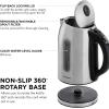 imageOvente Electric Stainless Steel Hot Water Kettle 17 Liter with 5 Temperature Control ampamp Concealed Heating Element BPAFree 1100 Watt Tea Maker with Auto ShutOff and Keep Warm Setting Silver KS89S