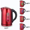 imageOvente Electric Stainless Steel Hot Water Kettle 17 Liter with 5 Temperature Control ampamp Concealed Heating Element BPAFree 1100 Watt Tea Maker with Auto ShutOff and Keep Warm Setting Red KS88R