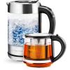 imageOVENTE Glass Electric Kettle Hot Water Boiler 17 Liter ProntoFill Tech w Stainless Steel Filter  1500W BPA Free Cordless Instant Water Heater Kettle for Coffee ampamp Tea Maker  Silver KG612SClear  Teapot