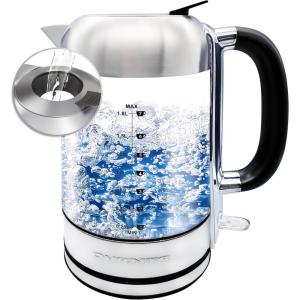 imageOVENTE Glass Electric Kettle Hot Water Boiler 17 Liter ProntoFill Tech w Stainless Steel Filter  1500W BPA Free Cordless Instant Water Heater Kettle for Coffee ampamp Tea Maker  Silver KG612SSilver