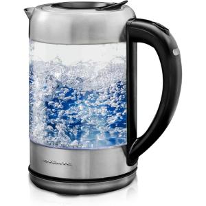imageOVENTE Glass Electric Kettle Hot Water Boiler 17 Liter ProntoFill Tech w Stainless Steel Filter  1500W BPA Free Cordless Instant Water Heater Kettle for Coffee ampamp Tea Maker  Silver KG612SClear