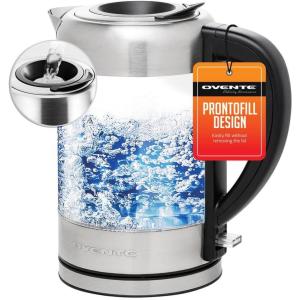 imageOVENTE Glass Electric Kettle Hot Water Boiler 17 Liter ProntoFill Tech w Stainless Steel Filter  1500W BPA Free Cordless Instant Water Heater Kettle for Coffee ampamp Tea Maker  Silver KG612SGlass Kettle