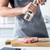 imageOvente Electric Stainless Steel Tall Sea Salt and Pepper Grinder Set with Ceramic Blade Battery Operated Sea ampamp Pepper Mill Automatic One Hand Grinding Operation Adjustable Coarseness Silver SPD132S