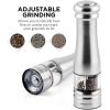 imageOvente Electric Stainless Steel Tall Sea Salt and Pepper Grinder Set with Ceramic Blade Battery Operated Sea ampamp Pepper Mill Automatic One Hand Grinding Operation Adjustable Coarseness Silver SPD132S