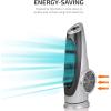 imageOvente Portable Electric 304 Inch 90 Oscillating Tower Fan with 3 Speeds controlled by Manual Analog Knob with LowNoise Technology Cool Air Breeze Indoor Bedroom Home Office Silver TF87S